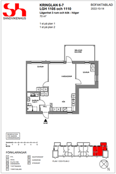 Lägenhetsritning 3 rum och kök höger